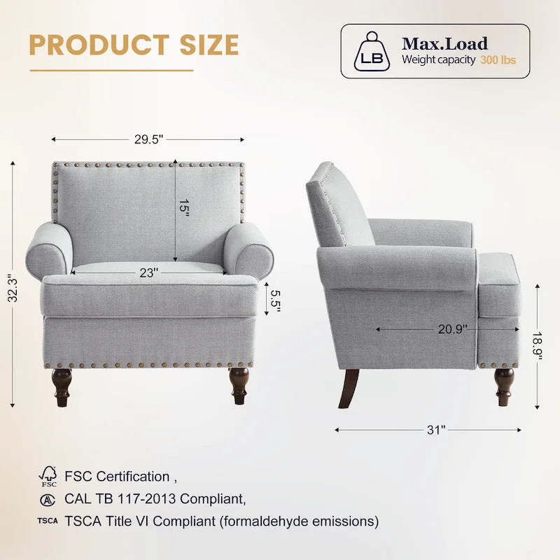 Set di 2 poltrone d'accento con borchie decorative Huimo