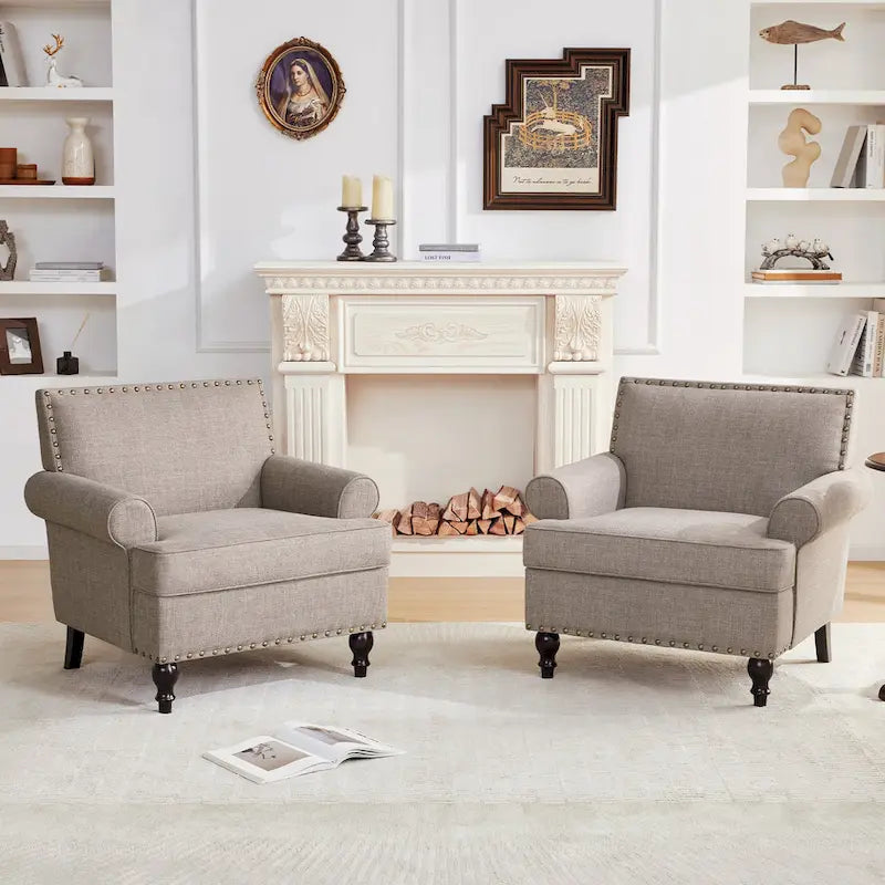 Set di 2 poltrone d'accento con borchie decorative Huimo