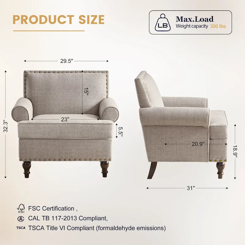 Set di 2 poltrone d'accento con borchie decorative Huimo