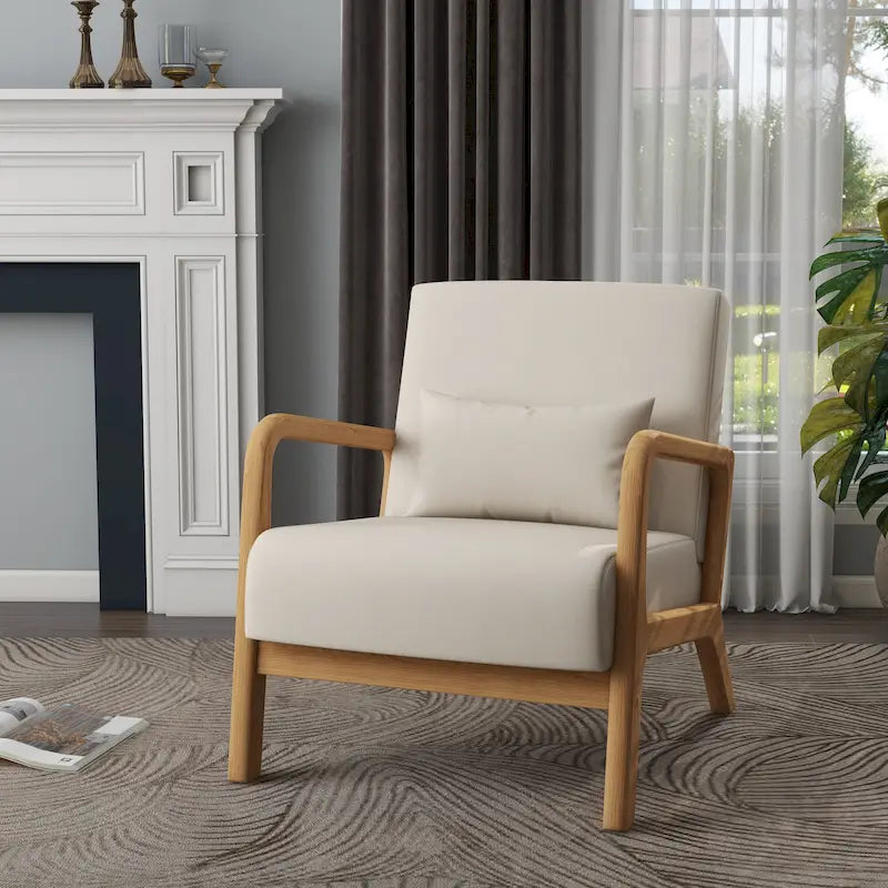 Sillón decorativo tapizado de estilo moderno de mediados de siglo con almohada