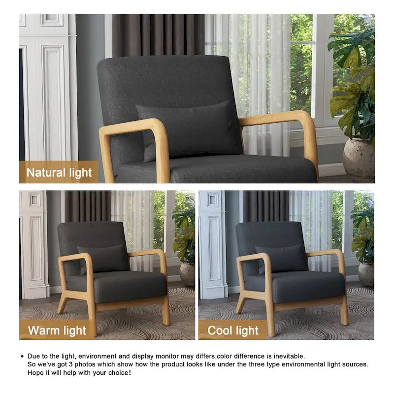 Mid Century Modern Upholstered Accent Chair with Pillow
