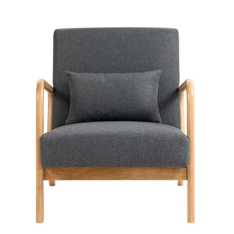 Mid Century Modern Upholstered Accent Chair with Pillow