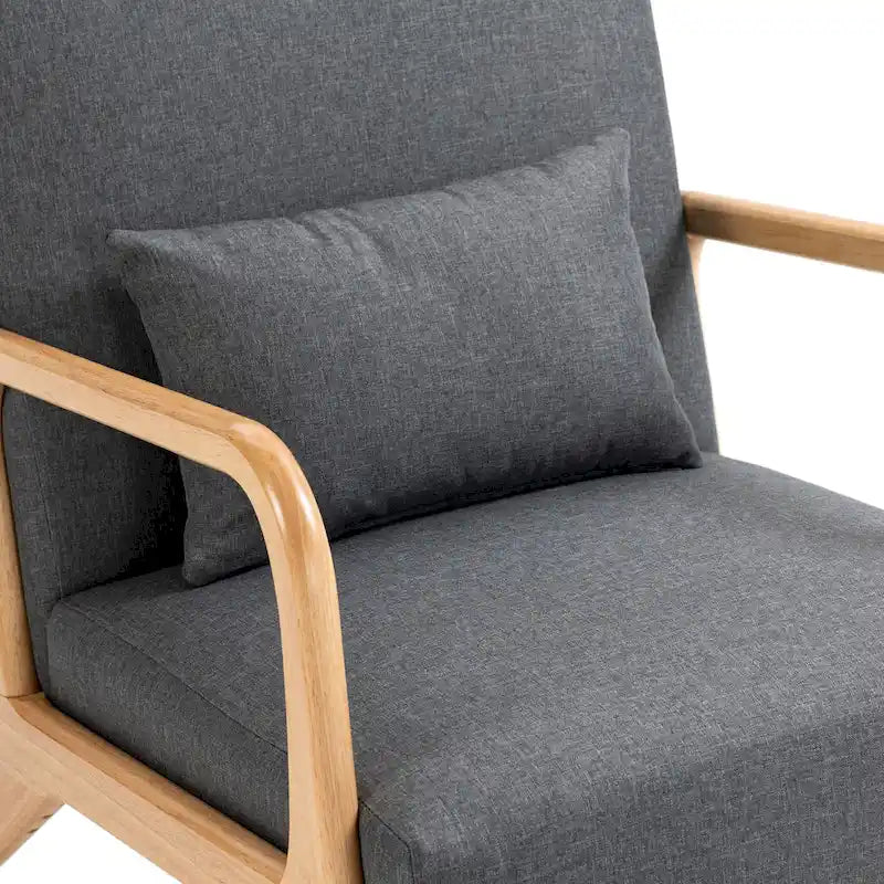 Mid Century Modern Upholstered Accent Chair with Pillow