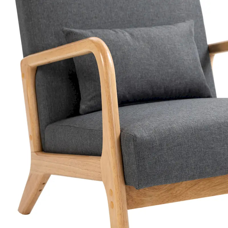 Mid Century Modern Upholstered Accent Chair with Pillow