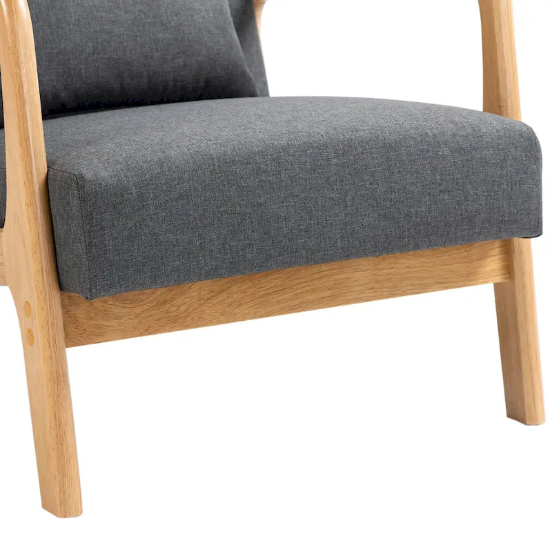 Mid Century Modern Upholstered Accent Chair with Pillow