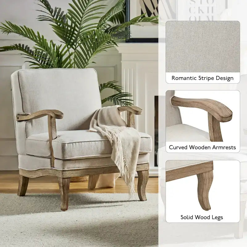 Rinaldo Farmhouse Polyester Armchair with Comfortable Backrest and Cushion by HULALA HOME