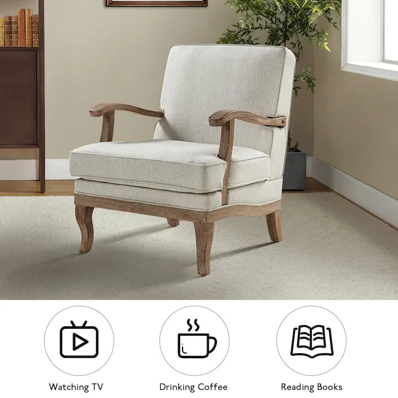 Rinaldo Farmhouse Polyester Armchair with Comfortable Backrest and Cushion by HULALA HOME
