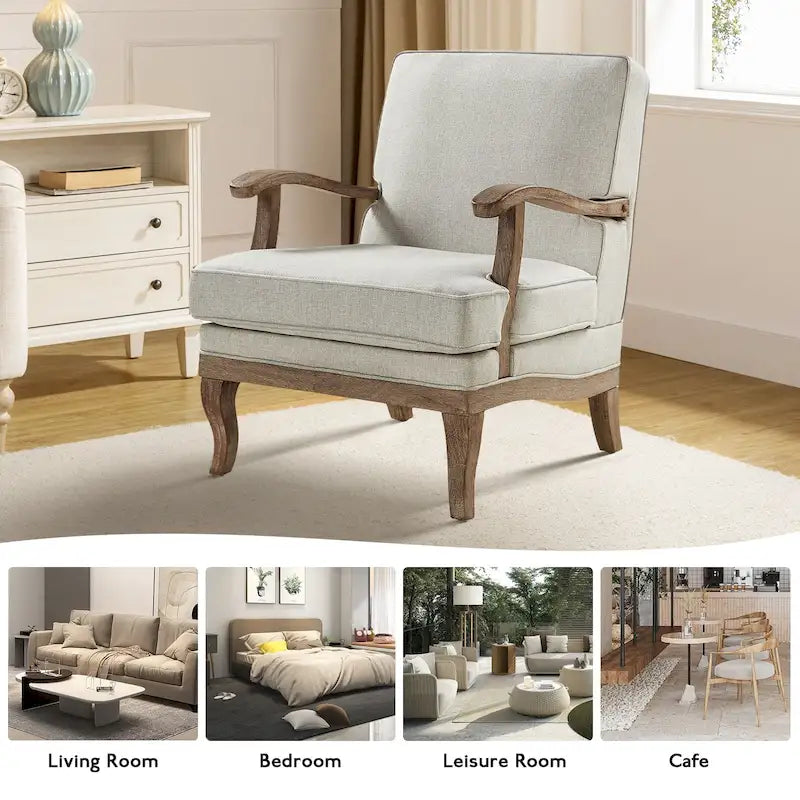 Rinaldo Farmhouse Polyester Armchair with Comfortable Backrest and Cushion by HULALA HOME