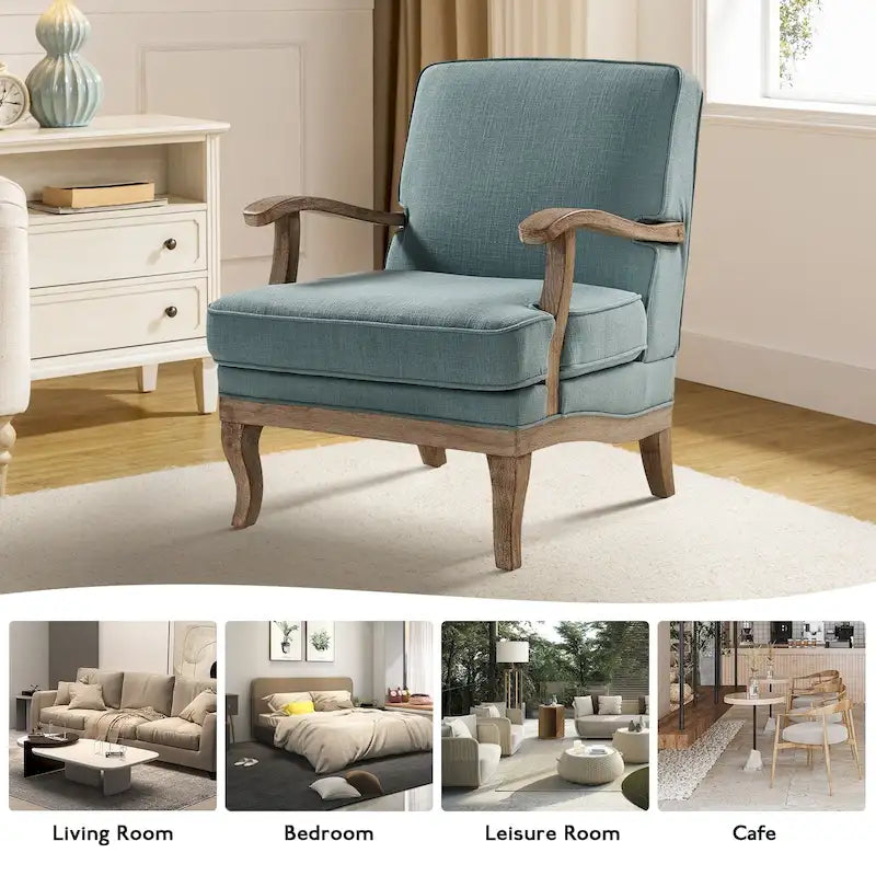 Rinaldo Farmhouse Polyester Armchair with Comfortable Backrest and Cushion by HULALA HOME