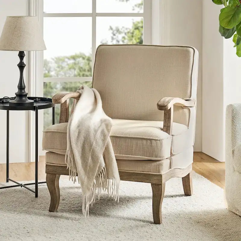 Rinaldo Farmhouse Polyester Armchair with Comfortable Backrest and Cushion by HULALA HOME