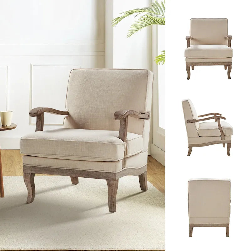 Rinaldo Farmhouse Polyester Armchair with Comfortable Backrest and Cushion by HULALA HOME