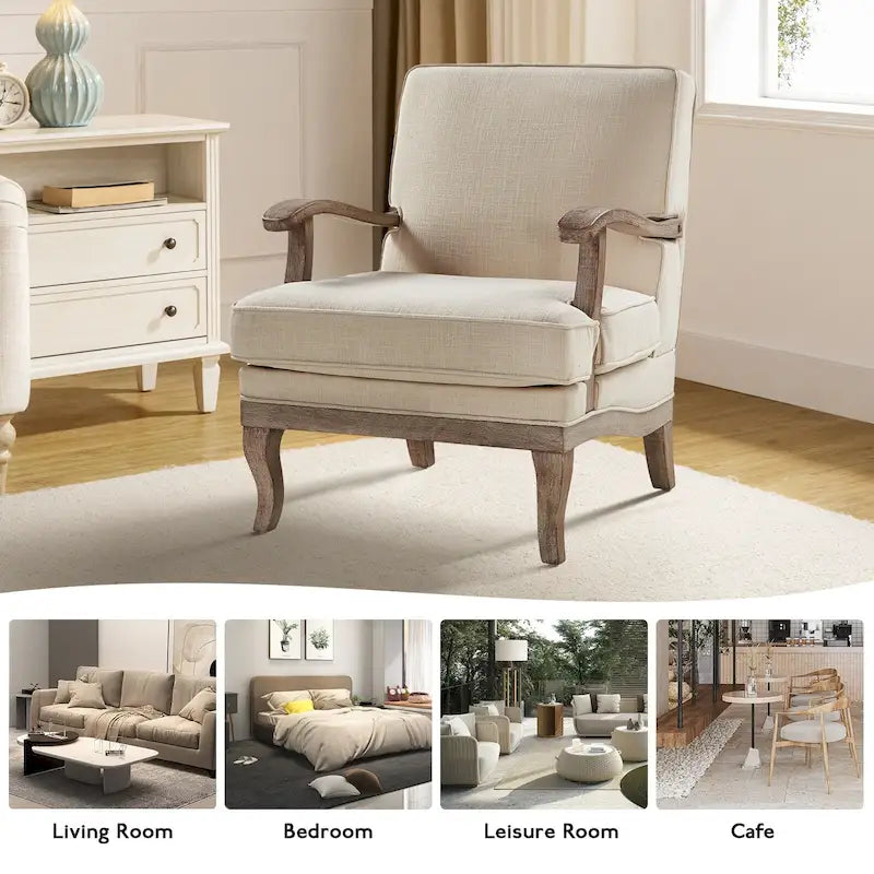 Rinaldo Farmhouse Polyester Armchair with Comfortable Backrest and Cushion by HULALA HOME