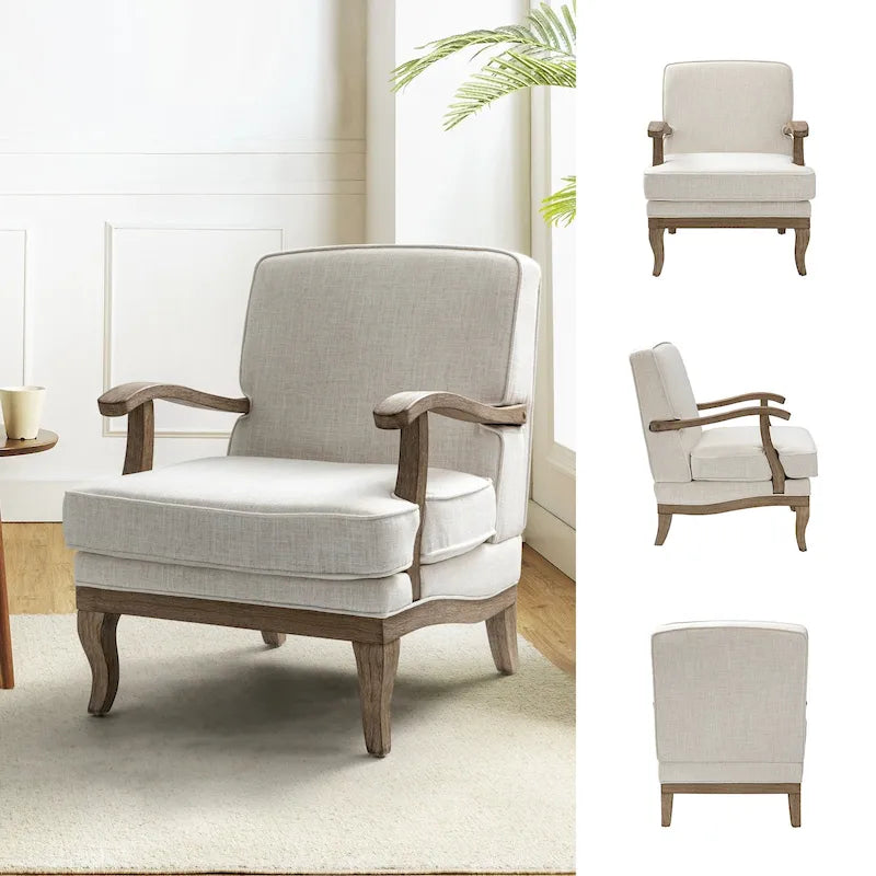 Rinaldo Farmhouse Polyester Armchair with Comfortable Backrest and Cushion by HULALA HOME