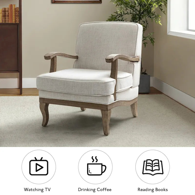 Rinaldo Farmhouse Polyester Armchair with Comfortable Backrest and Cushion by HULALA HOME