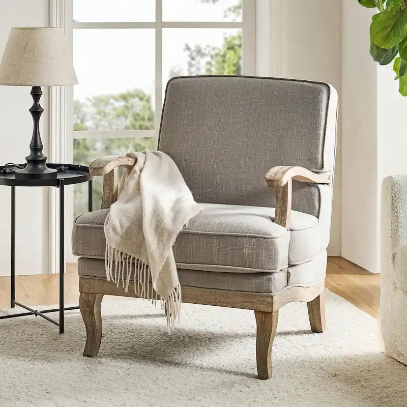Rinaldo Farmhouse Polyester Armchair with Comfortable Backrest and Cushion by HULALA HOME