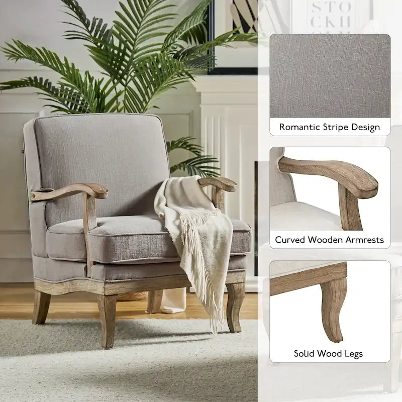 Rinaldo Farmhouse Polyester Armchair with Comfortable Backrest and Cushion by HULALA HOME
