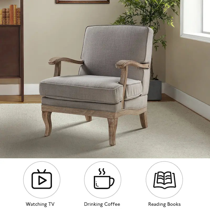 Rinaldo Farmhouse Polyester Armchair with Comfortable Backrest and Cushion by HULALA HOME