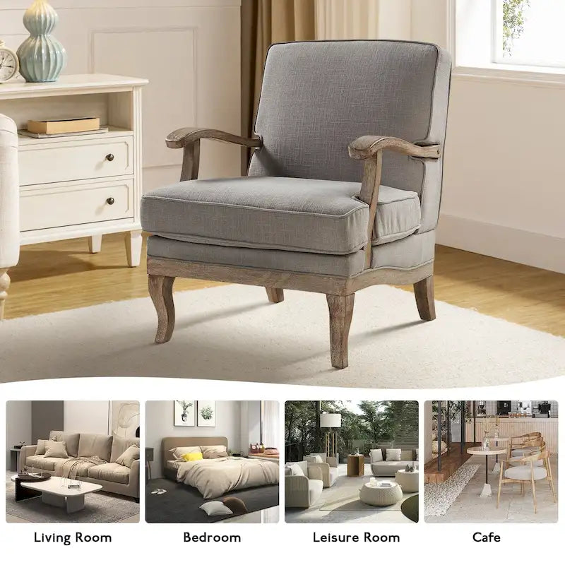 Rinaldo Farmhouse Polyester Armchair with Comfortable Backrest and Cushion by HULALA HOME
