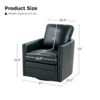 Terrance Transitional Swivel Faux Leather Barrel Chair with Metal Base Set of 2