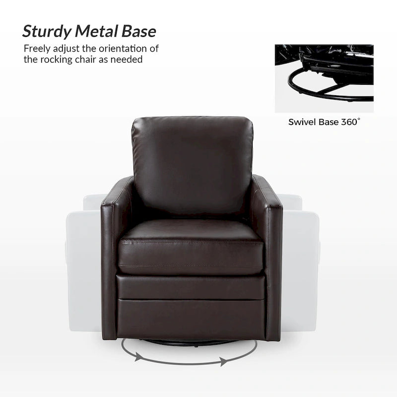 Terrance Transitional Swivel Faux Leather Barrel Chair with Metal Base Set of 2