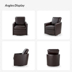 Terrance Transitional Swivel Faux Leather Barrel Chair with Metal Base Set of 2