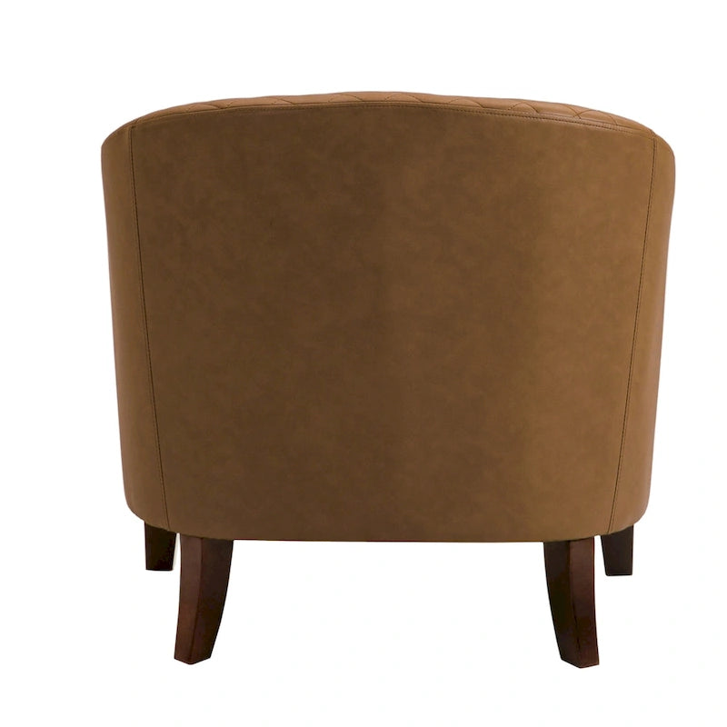 Axia 4 Set Modern Faux Leather Barrel Accent Chair with Wood Legs
