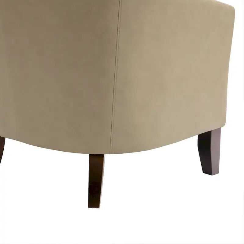 Axia 4 Set Modern Faux Leather Barrel Accent Chair with Wood Legs