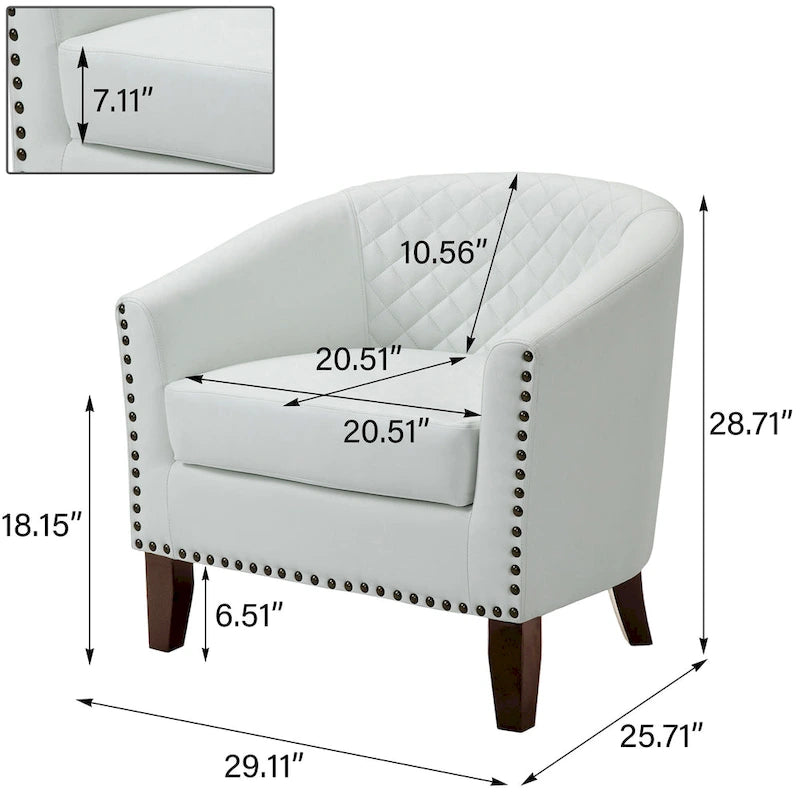 Axia 4 Set Modern Faux Leather Barrel Accent Chair with Wood Legs