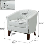 Axia 4 Set Modern Faux Leather Barrel Accent Chair with Wood Legs