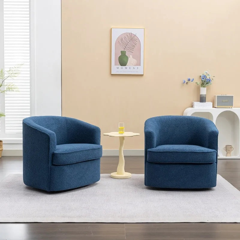 Juego de 2 sillones club decorativos SEYNAR, modernos, tapizados en bouclé y giratorios 360 grados