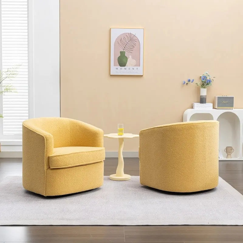 SEYNAR Modern Boucle Upholstered 360 Degree Swivel Accent Club Chair Set of 2
