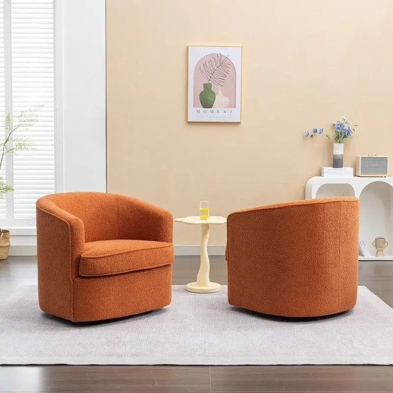 SEYNAR Modern Boucle Upholstered 360 Degree Swivel Accent Club Chair Set of 2