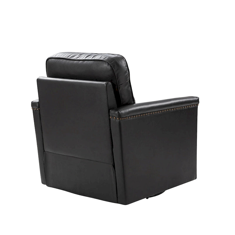 Rita Classic Genuine Leather Swivel Armchair With Nailhead Trims Set Of 2 By HULALA HOME