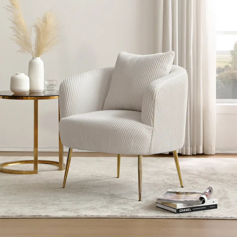 Silla decorativa moderna tipo barril de terciopelo de Art Leon