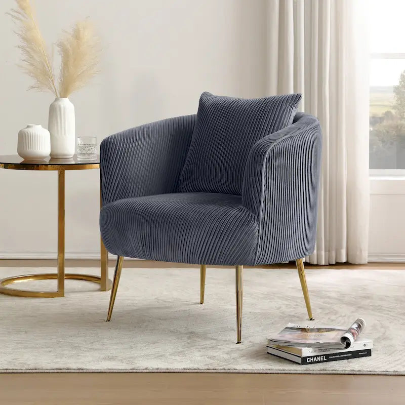 Silla decorativa moderna tipo barril de terciopelo de Art Leon