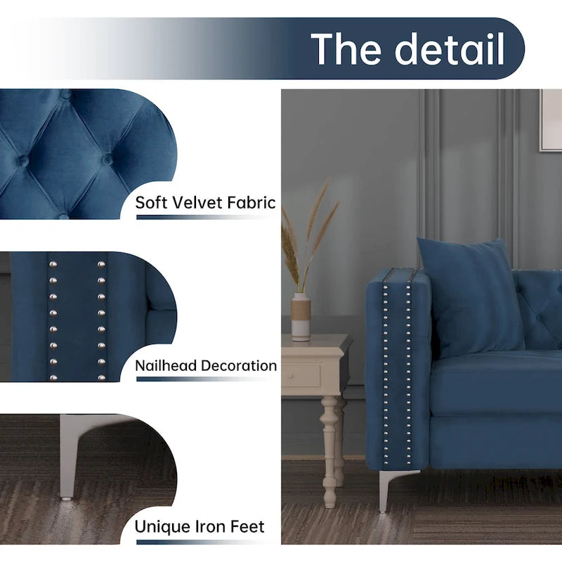 Deep Dutch Velvet Modern Sofa