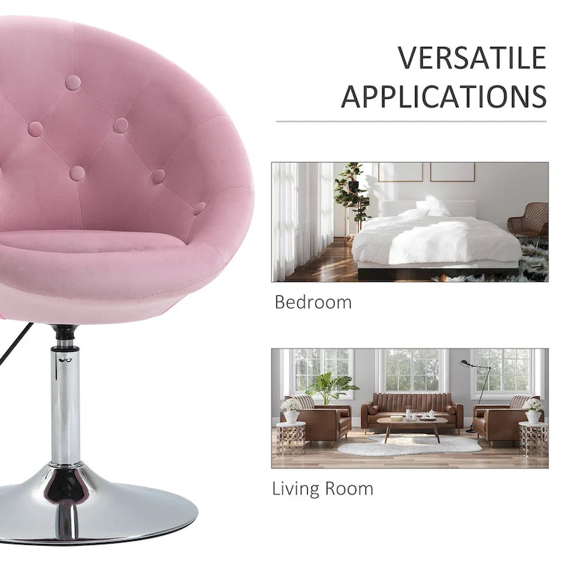 HOMCOM moderne draaibare accentstoel, make-upstoel met verstelbare hoogte en comfortabele loungestoel