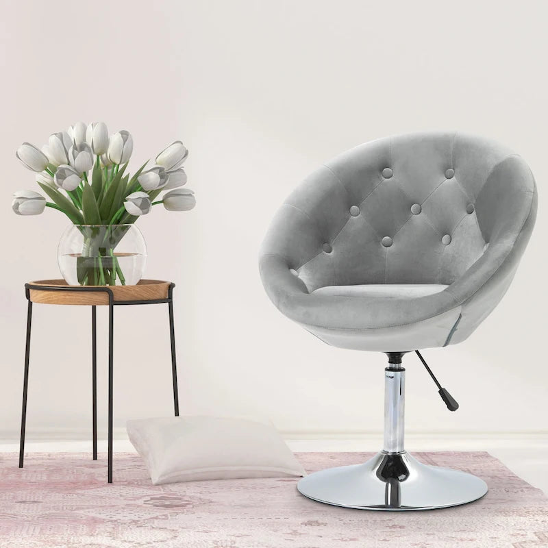 HOMCOM moderne draaibare accentstoel, make-upstoel met verstelbare hoogte en comfortabele loungestoel