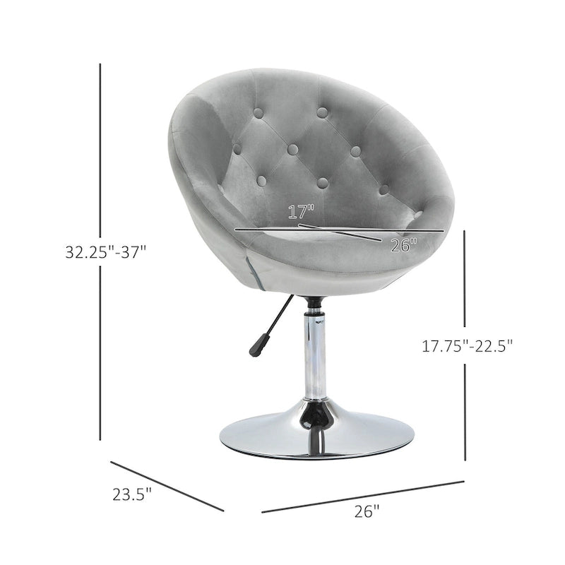 HOMCOM moderne draaibare accentstoel, make-upstoel met verstelbare hoogte en comfortabele loungestoel