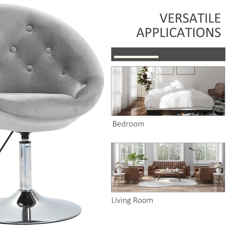 HOMCOM moderne draaibare accentstoel, make-upstoel met verstelbare hoogte en comfortabele loungestoel