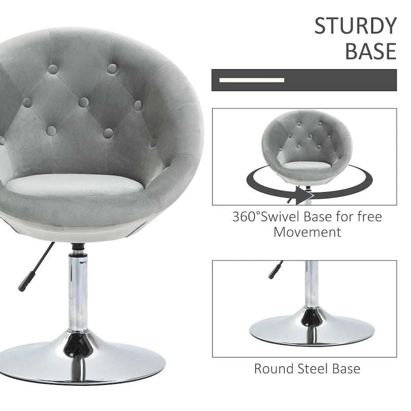 HOMCOM moderne draaibare accentstoel, make-upstoel met verstelbare hoogte en comfortabele loungestoel