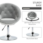 HOMCOM moderne draaibare accentstoel, make-upstoel met verstelbare hoogte en comfortabele loungestoel