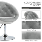HOMCOM moderne draaibare accentstoel, make-upstoel met verstelbare hoogte en comfortabele loungestoel