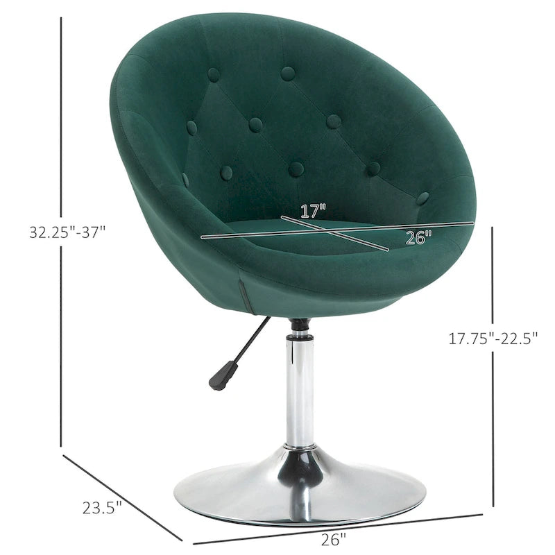 HOMCOM moderne draaibare accentstoel, make-upstoel met verstelbare hoogte en comfortabele loungestoel