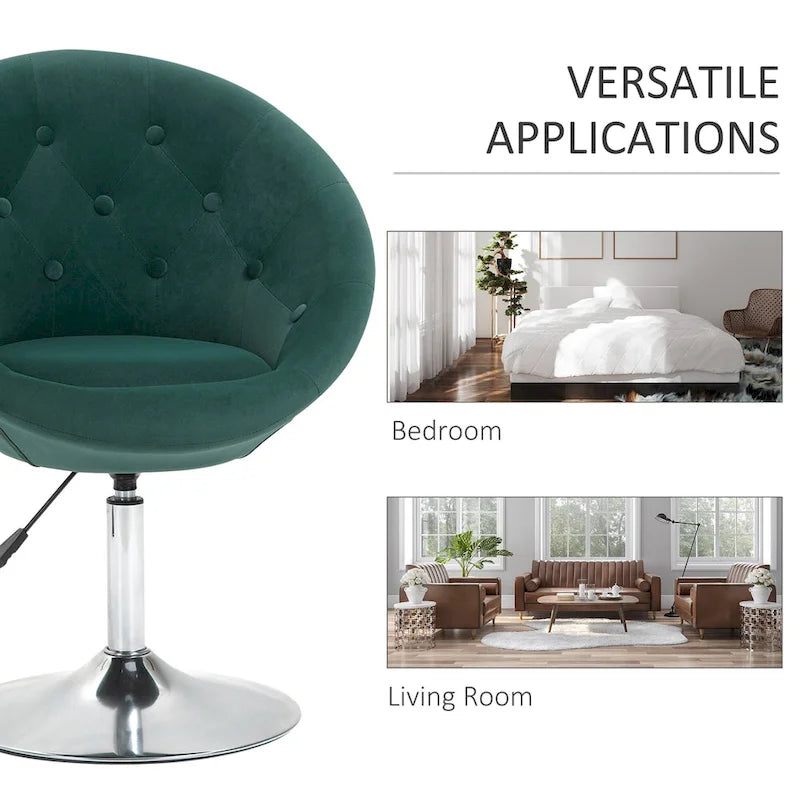 HOMCOM moderne draaibare accentstoel, make-upstoel met verstelbare hoogte en comfortabele loungestoel