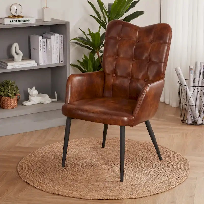 High-back Button Tufted Wingback Accent Chair
