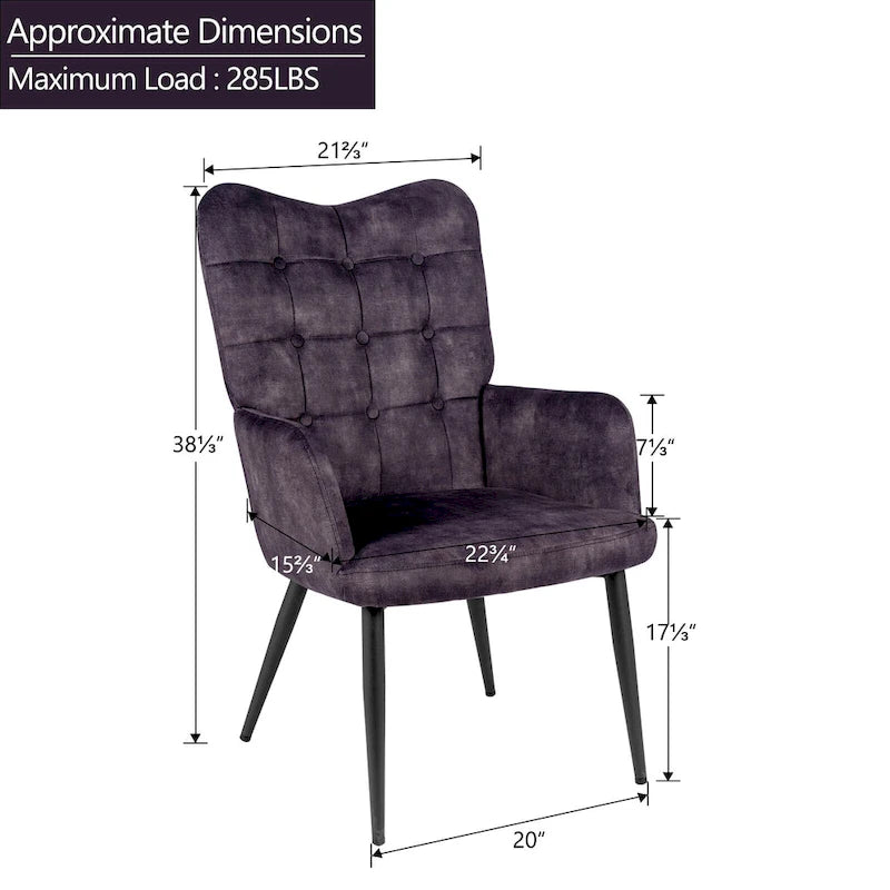 High-back Button Tufted Wingback Accent Chair