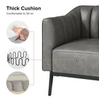 Alfons Industrial Leather Chair with Channel Tufting and Metal Leg Set of 2 by HULALA HOME