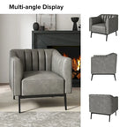 Alfons Industrial Leather Chair with Channel Tufting and Metal Leg Set of 2 by HULALA HOME