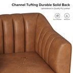 Alfons Industrial Leather Chair with Channel Tufting and Metal Leg Set of 2 by HULALA HOME